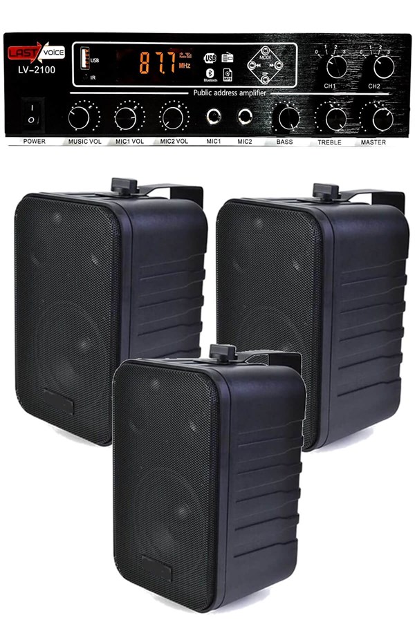 Lastvoice Black Soft Paket-2 Hoparlör Anfi Mikrofon Mağaza Ses Sistemi Seti