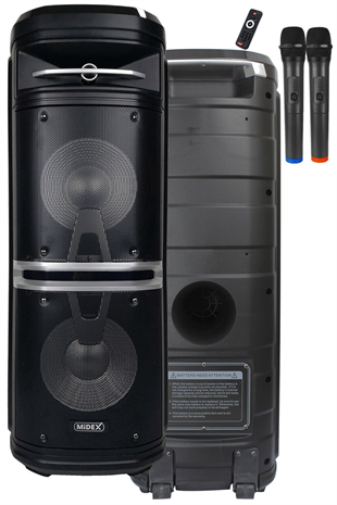 Midex 1500 Watt Ekholu Kablosuz Mikrofonlu Şarjlı Kule Tipi Mevlüt Anfisi (Bluetoth Ekolayzer Usb)