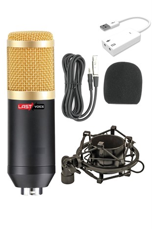 Lastvoice BM800 Full Siyah Youtuber Yayıncı Twitch Mikrofon + Mini Tripod + 7.1